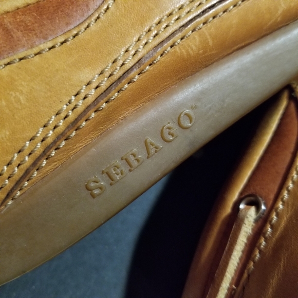 Sebago Dockside Leather Boat Slip On Casual Shoes Rust Tan Sz 7.5 - Picture 13 of 14